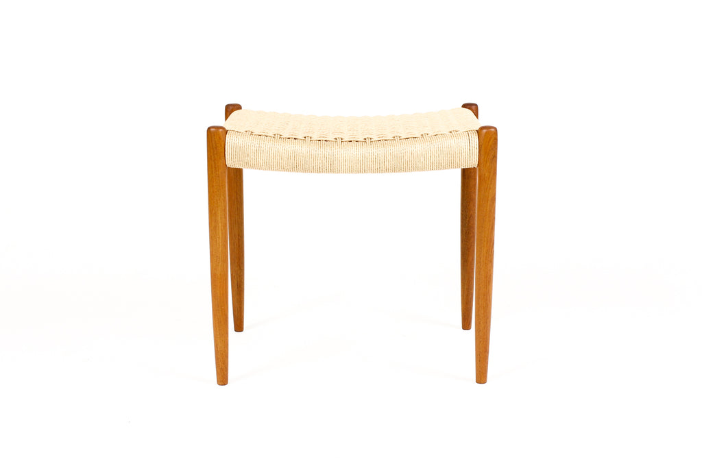 #2131 — Danish Modern / Mid Century Teak Ottoman / Foot stool — J.L. Moller Model #80a — Danish Cord